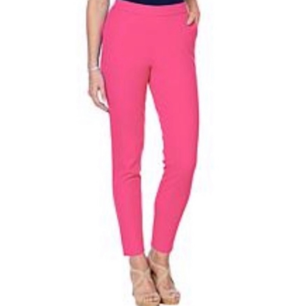 THEORY High Rise Bubble Gum Pink Cotton Slim Fit Pants